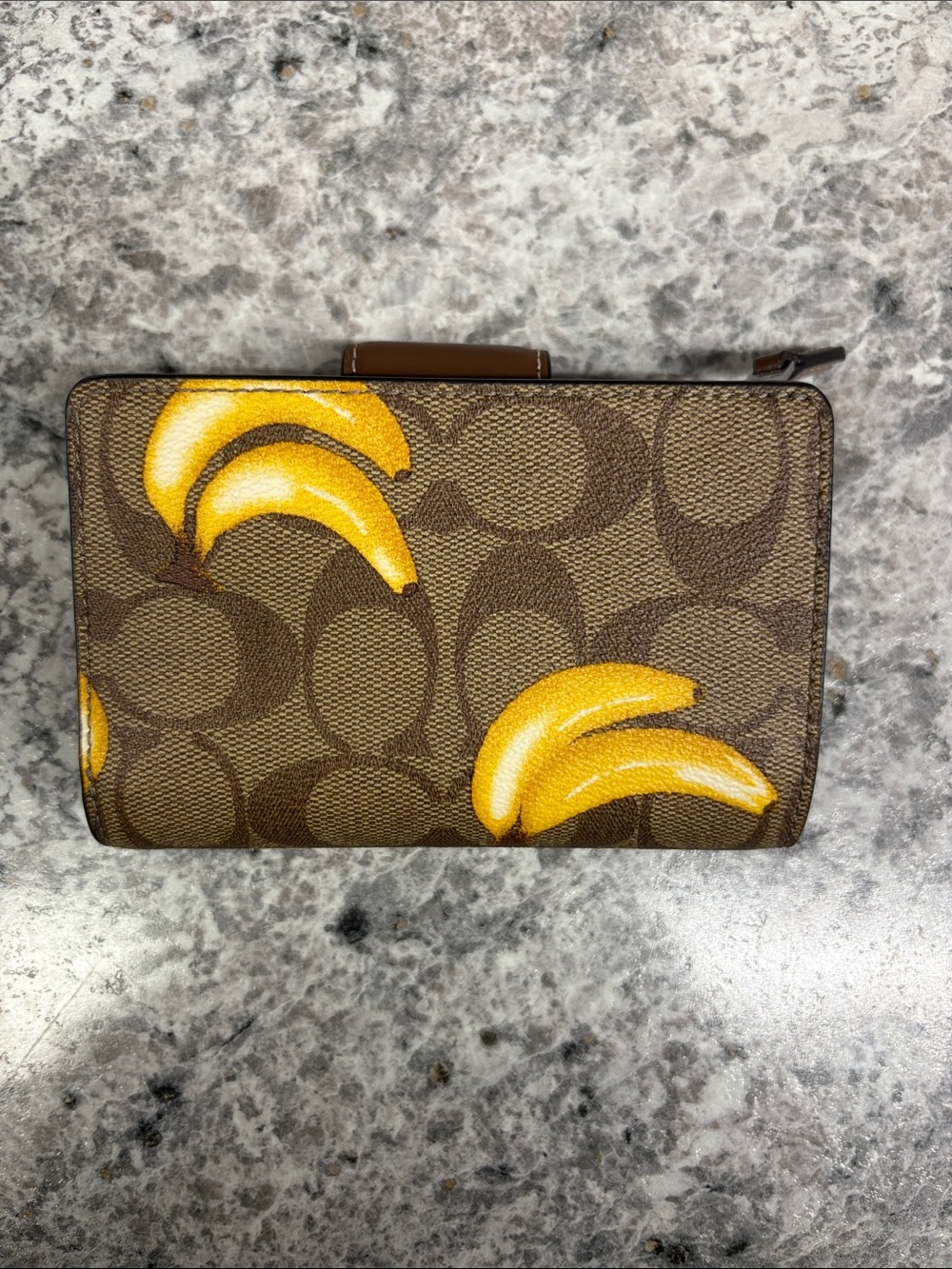 Coach Medium Corner Zip Wallet in Signature Canvas with a Banana Print. - Picture 2 of 4